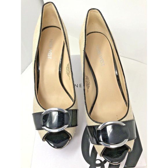 Nine West Stiletto Heels Patent Buckle Size 8.5 CATCHMEO 4" Heel EUC w/Box - Picture 3 of 8